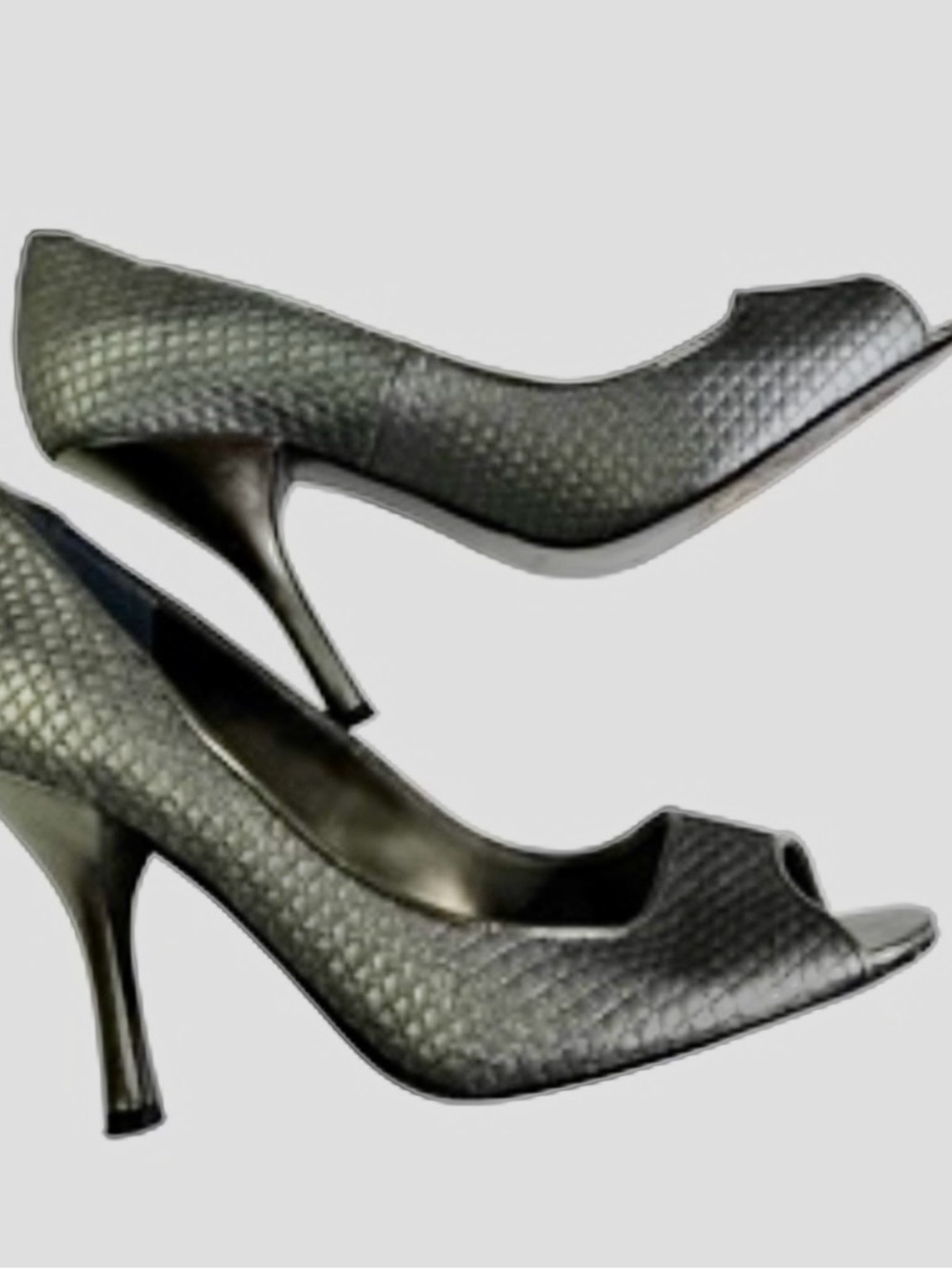 Enzo Angiolini Peep Toe 4" Steel Gray Heel Size 7M